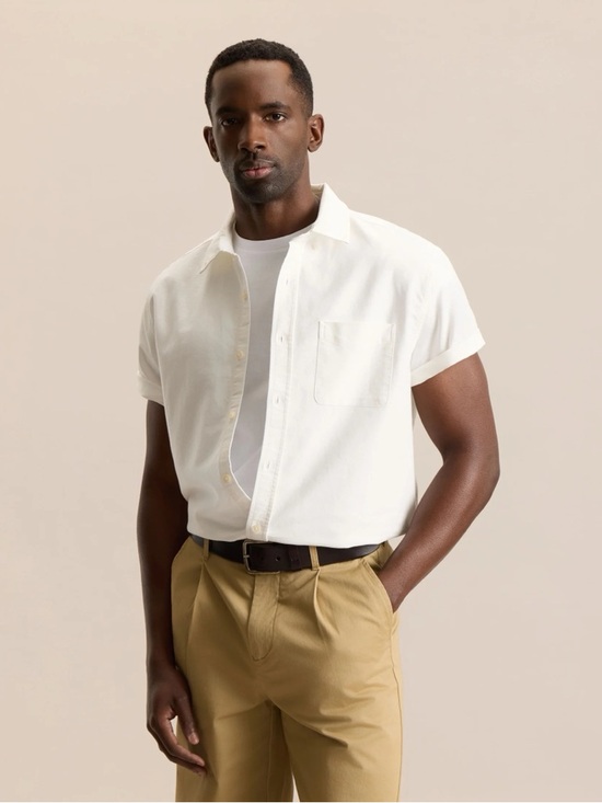 Frank & Oak Other - Frank & Oak Men's Cream Short-Sleeve Button Down Shirt